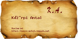 Kárpi Antal névjegykártya